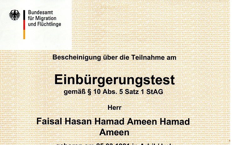 Einb&uuml;rgerungstest